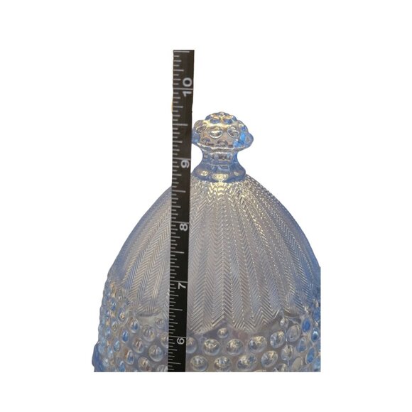 Gorham Emilys Attic Collection Egg Covered Dish Blue Glass 10" Tall Made In Germ - Picture 5 of 10